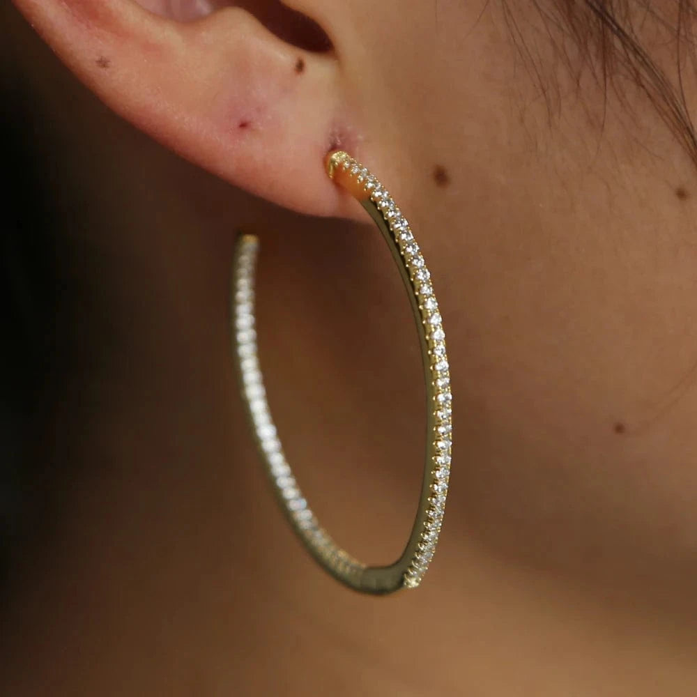 promotion gold plated micro pave cz hoops big small hoop double hoop fashion women Jewelry