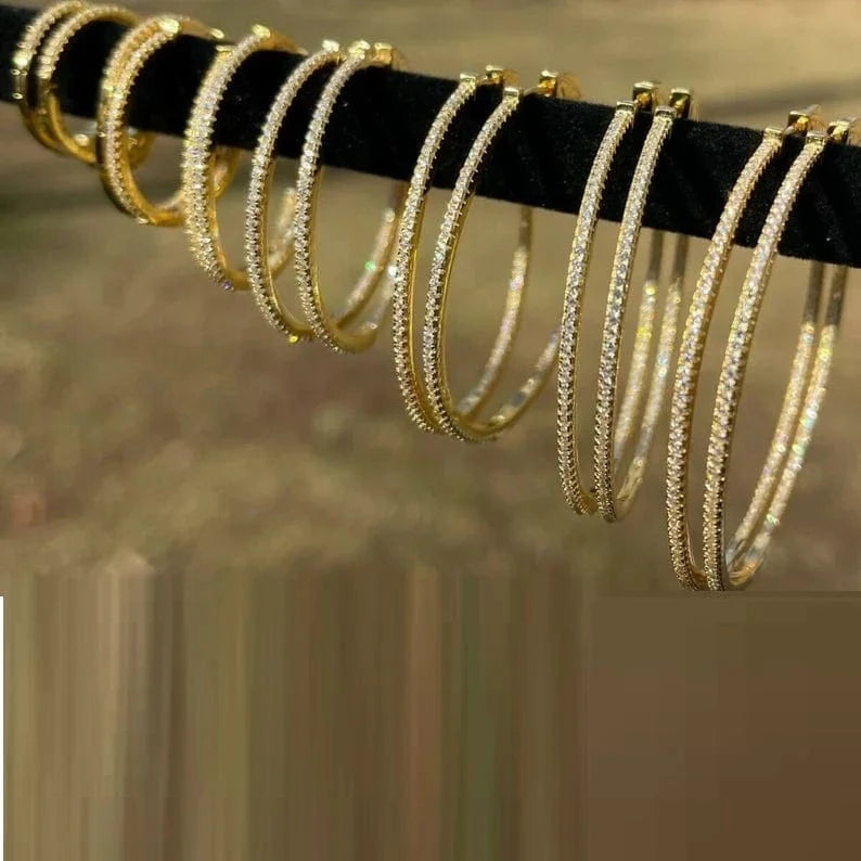 promotion gold plated micro pave cz hoops big small hoop double hoop fashion women Jewelry