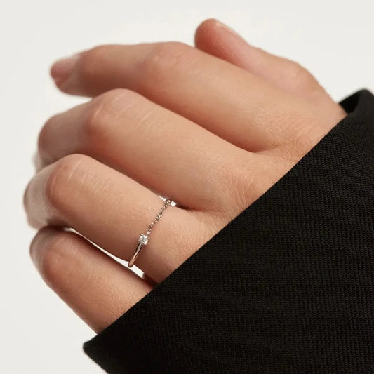 Promotion One CZ Tiny Band Ring with Gold Filled Real 925 Sterling Silver Stackable Mini Finger Rings For Women Girls