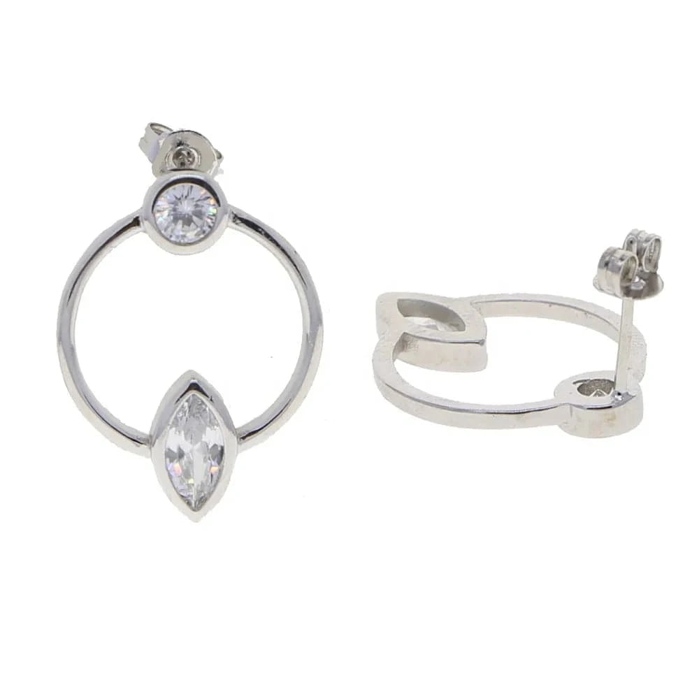 Promotion Sparking Bling Cool Delicate Women Fashion Jewelry Round Circle Marquise CZ Stud Earrings