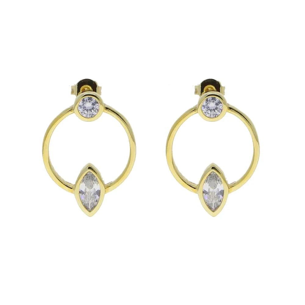 Promotion Sparking Bling Cool Delicate Women Fashion Jewelry Round Circle Marquise CZ Stud Earrings
