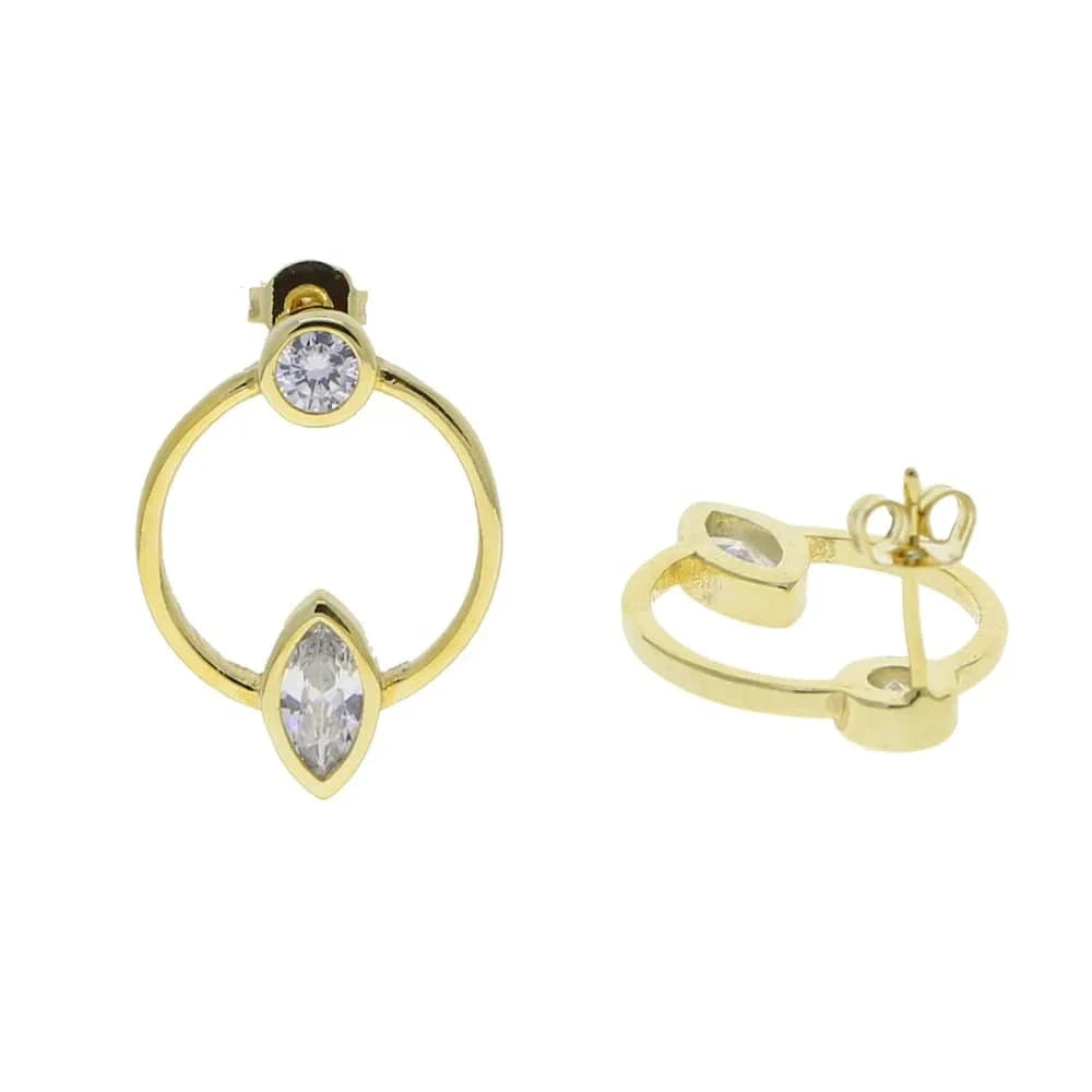 Promotion Sparking Bling Cool Delicate Women Fashion Jewelry Round Circle Marquise CZ Stud Earrings