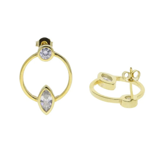 Promotion Sparking Bling Cool Delicate Women Fashion Jewelry Round Circle Marquise CZ Stud Earrings