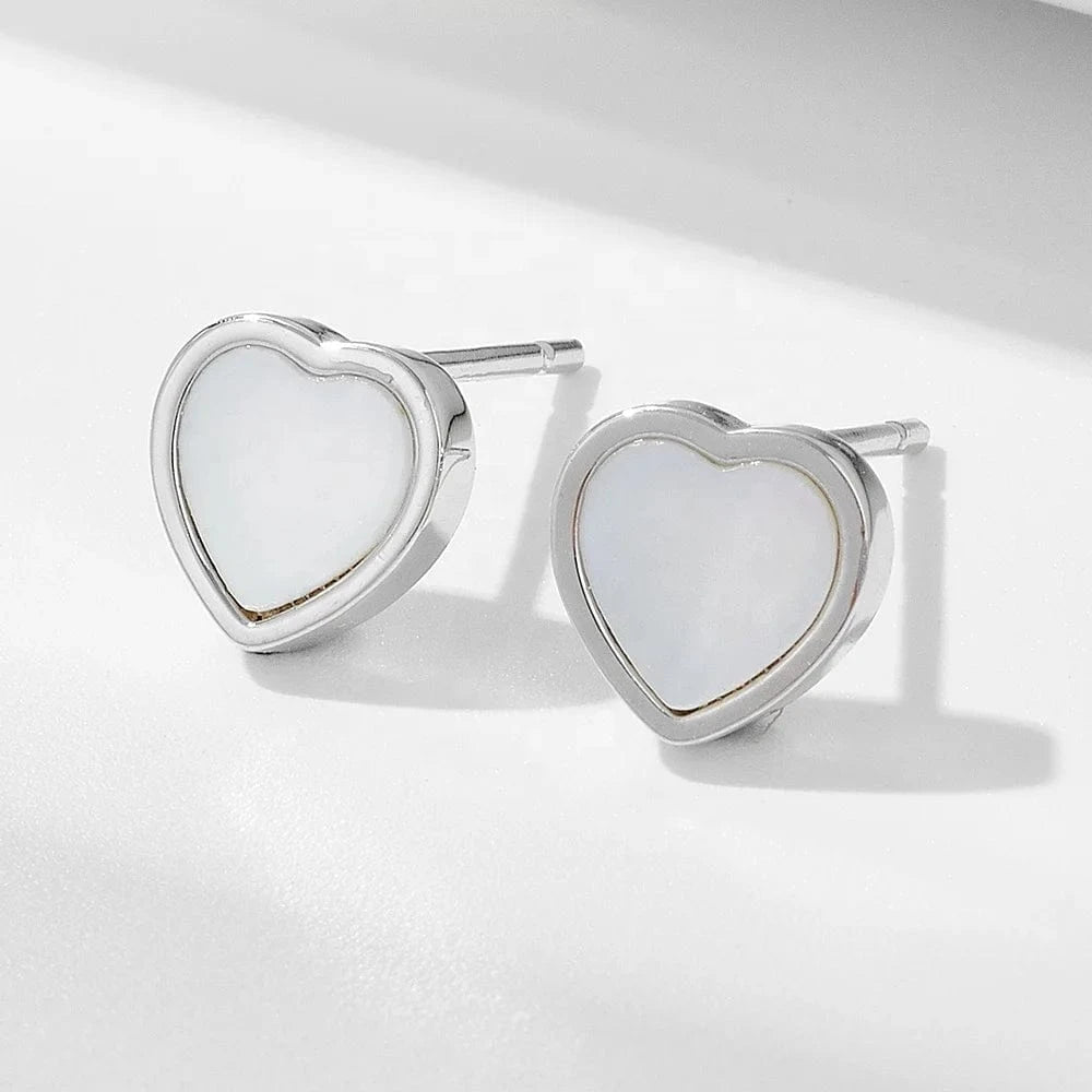 psj Original Elegant simple heart Fine Jewelry set 925 Sterling Silver shell earrings necklace Ring for Women Anniversary