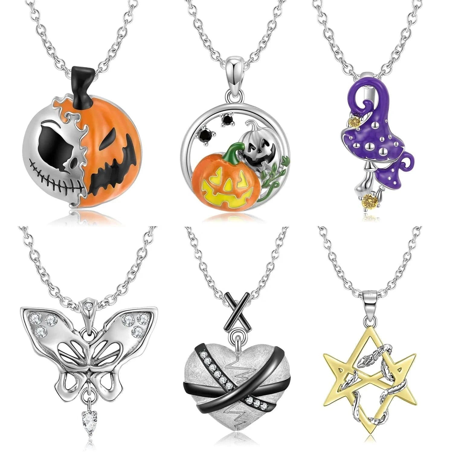Pumpkin and Butterfly Pendant for Necklace 925 Sterling Silver Pentagram Snake Pendant for Women Heart Necklaces Jewelry Gift