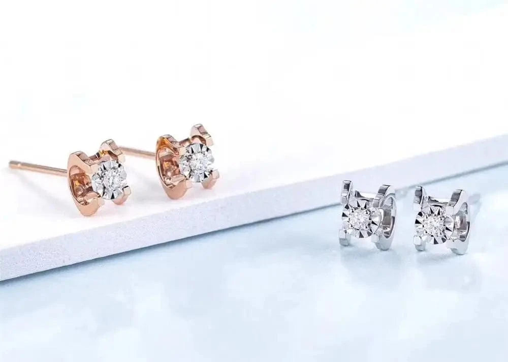 Pure gold jewelry wholesale women trendy single diamond 18k solid gold earring
