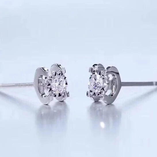 Pure gold jewelry wholesale women trendy single diamond 18k solid gold earring