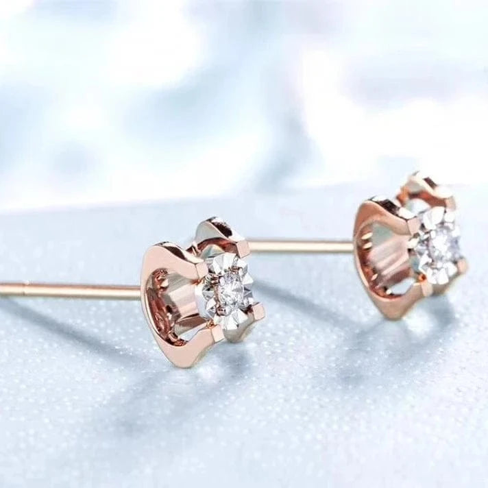 Pure gold jewelry wholesale women trendy single diamond 18k solid gold earring
