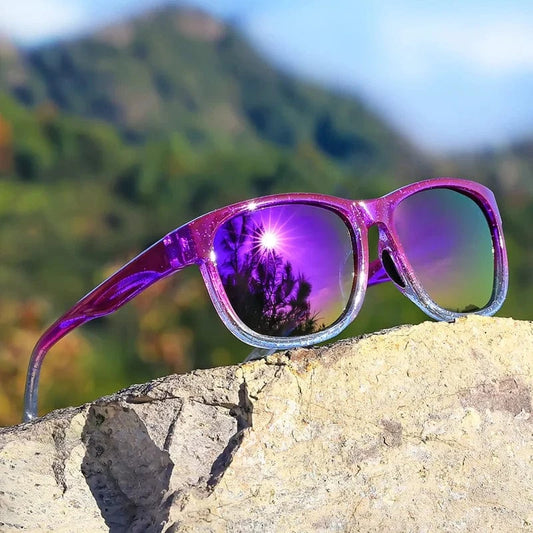 Purple 1 Pair Unisex Polarized Square Fashion Sunglasses - Lightweight Purple Glitter Frame, TAC Lenses for Outdoor Sports & Fashion