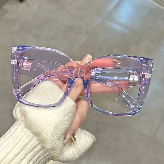 Purple Stylish Jelly Color Cat Eye Glasses - Clear Lens Party Favors Decorative Spectacles Fashionable Accessory for Any Occasion