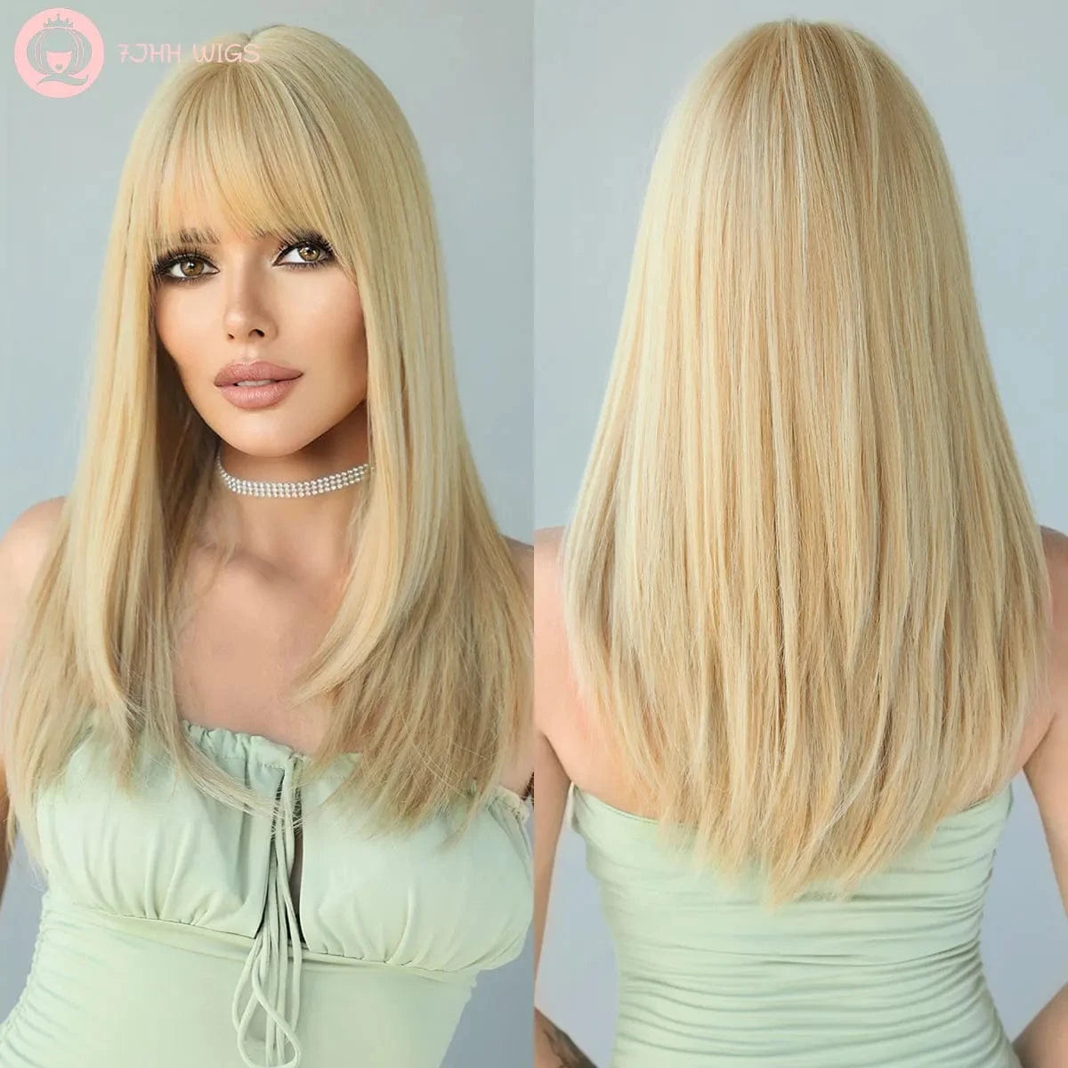 Purple Wig for Women Long Straight Wig with Bangs Synthetic Ombre Colored Hair for Cosplay Party 26 Inch Ombre Purple