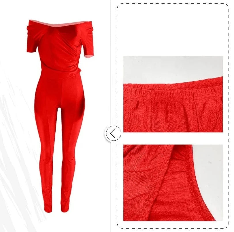 Q24S8491 Wholesale 2024 spring summer sexy bodycon long pants off shoulder short sleeve crop tops casual 2 piece set women
