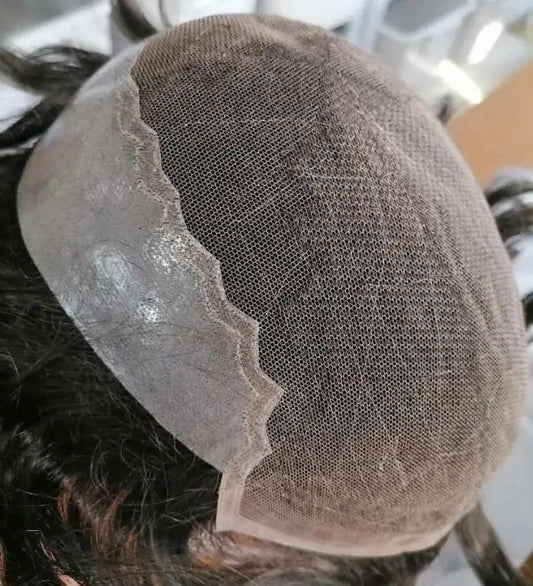 Q6 Australia swiss lace with pu around woman toupee Wig Prosthesis 180% light brown human hair topper for woman