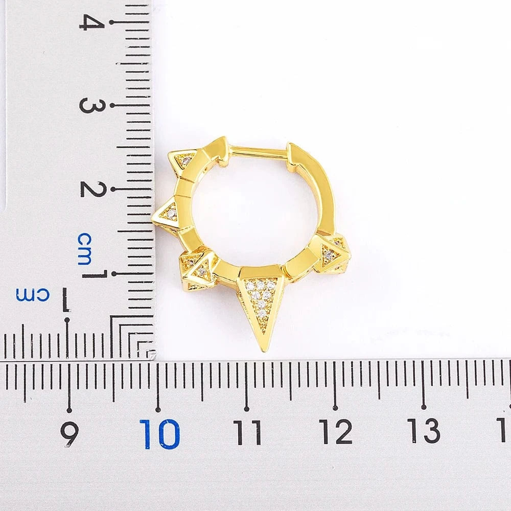 QIKU Punk Triangle Taper Crystal Hoop Earrings Cubic Zirconia Geometric Design Earrings Jewelry Gift Wholesale Dropshipping