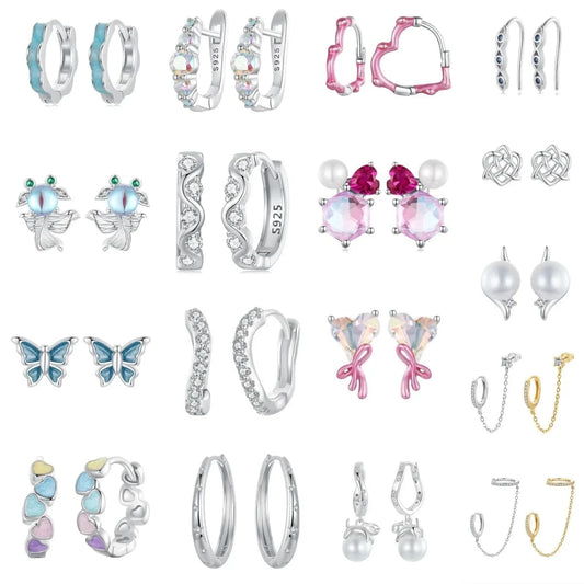 Qings Fashion Design Jewelry 925 Sterling Silver Zircon Earrings Fine Jewelry Custom Making Simple Cute Stud For Woman Earrings