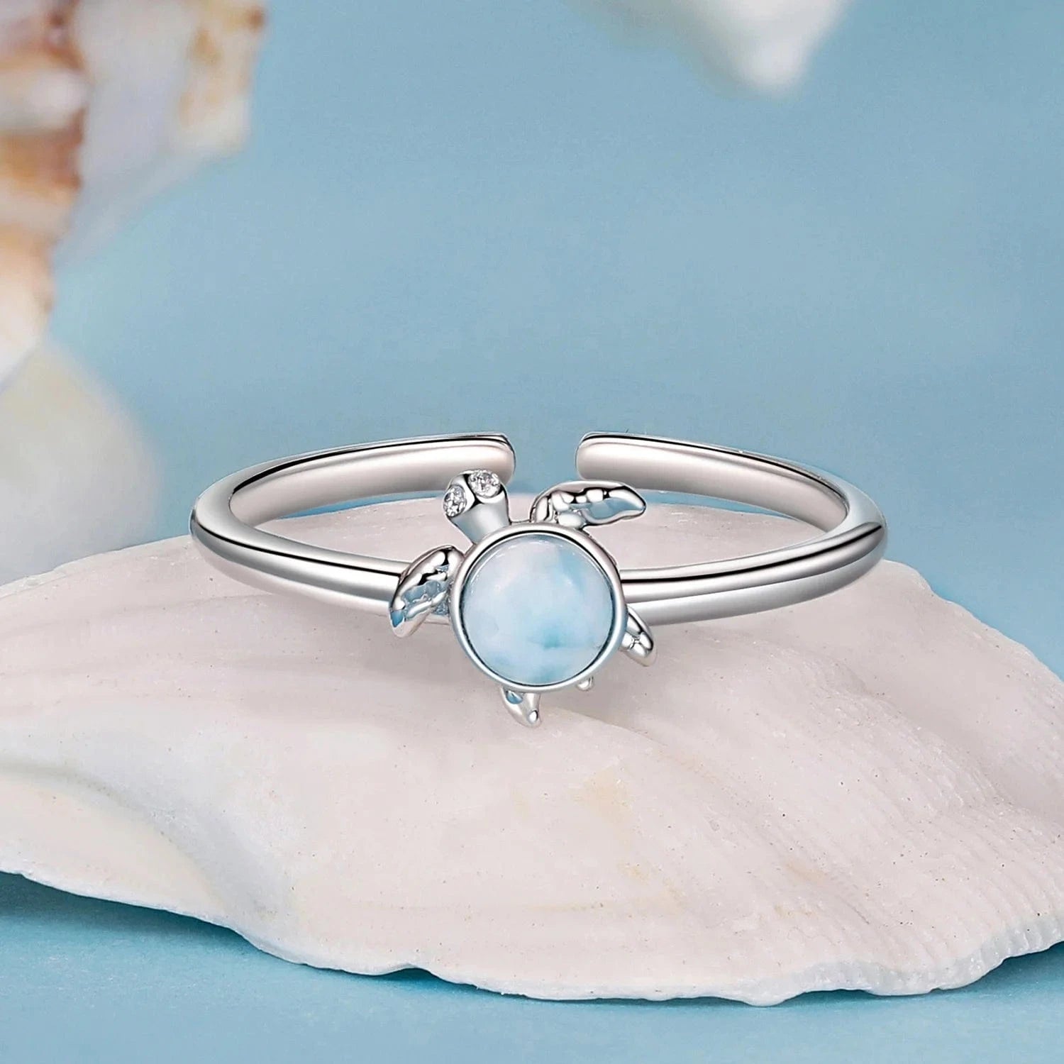 Qings Fashion Sterling Silver Jewelry Sets Fine Jewelry Marine Blue Ocean Conch Shell Turtle Bracelet Necklace Ring Earrings Set