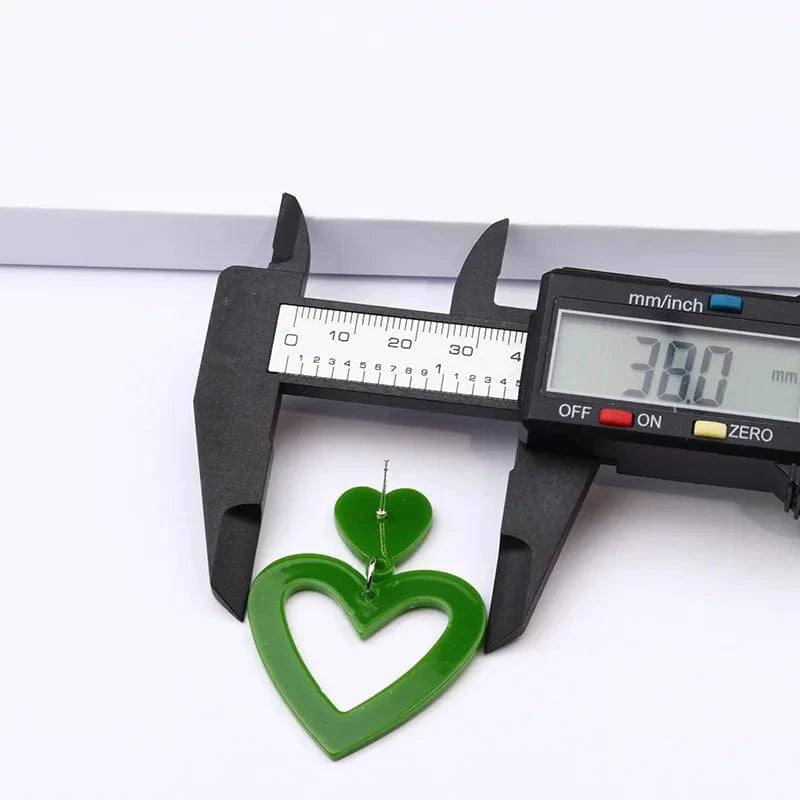 Qiuhan Summer Hot Colorful Love Heart Earrings Y2k Double Heart Lightweight Acrylic Earrings Jewelry Gifts