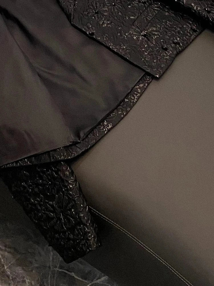 Quality Black Luxury Fine Workmanship Jacquard Beading Lady Office Wear Long Sleeve Women Spring Stylish Short Blazer