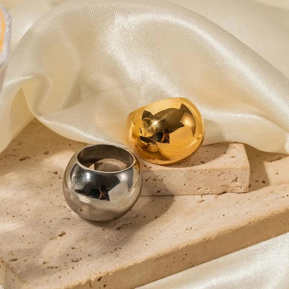 R1868 Chunky Punk Rings 18K PVD Gold Plated Stainless Steel Non-Tarnish Waterproof Irregular Ring Jewelry For Women