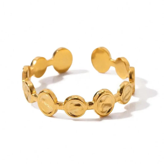 R1912 R1912 Trendy Stainless Steel 18K Gold Plated Ring Gift Opening Cut Out Circle Oval Chain Rings For Women