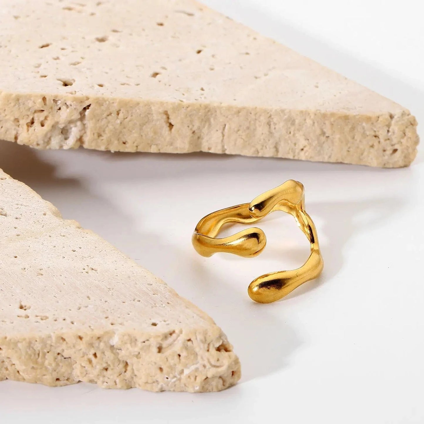 R2094 Ins Simple Geometric Cross Texture Open Adjustable Ring Women Finger Jewelry 18k Gold Stainless Steel Rings For Women