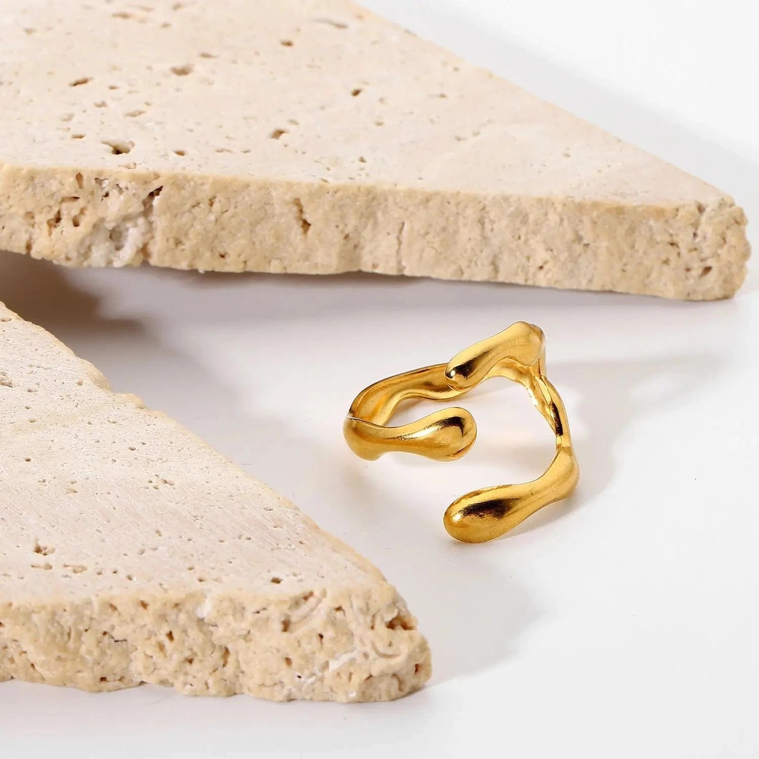 R2094 Ins Simple Geometric Cross Texture Open Adjustable Ring Women Finger Jewelry 18k Gold Stainless Steel Rings For Women