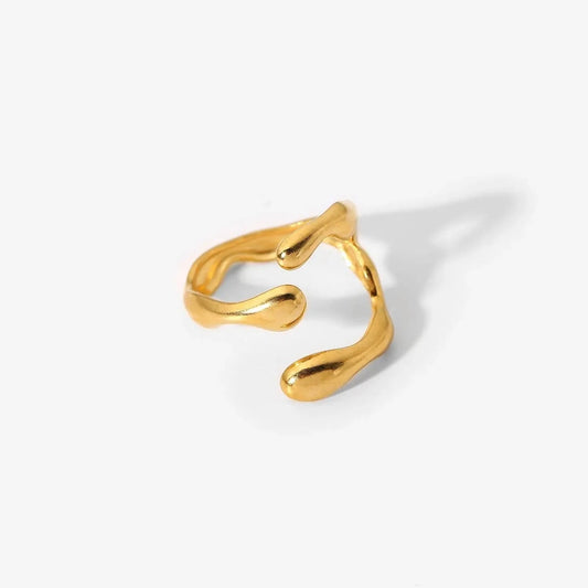 R2094 Ins Simple Geometric Cross Texture Open Adjustable Ring Women Finger Jewelry 18k Gold Stainless Steel Rings For Women