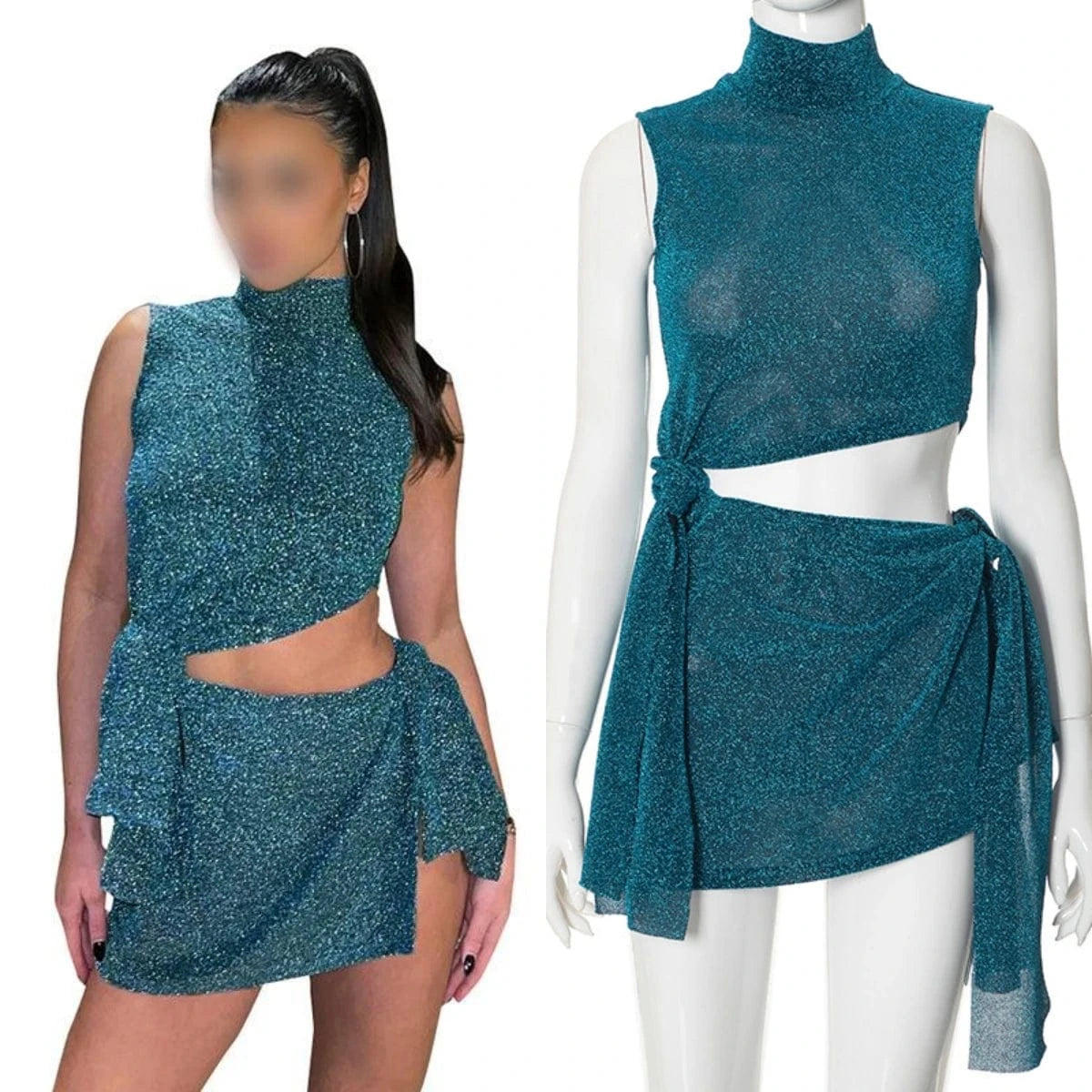 R23ds254 New 2024 Summer Hollow Out Sleeveless Sexy Mini Dress Solid Bodycon Casual Bandage Elegant Dress For Women Lady