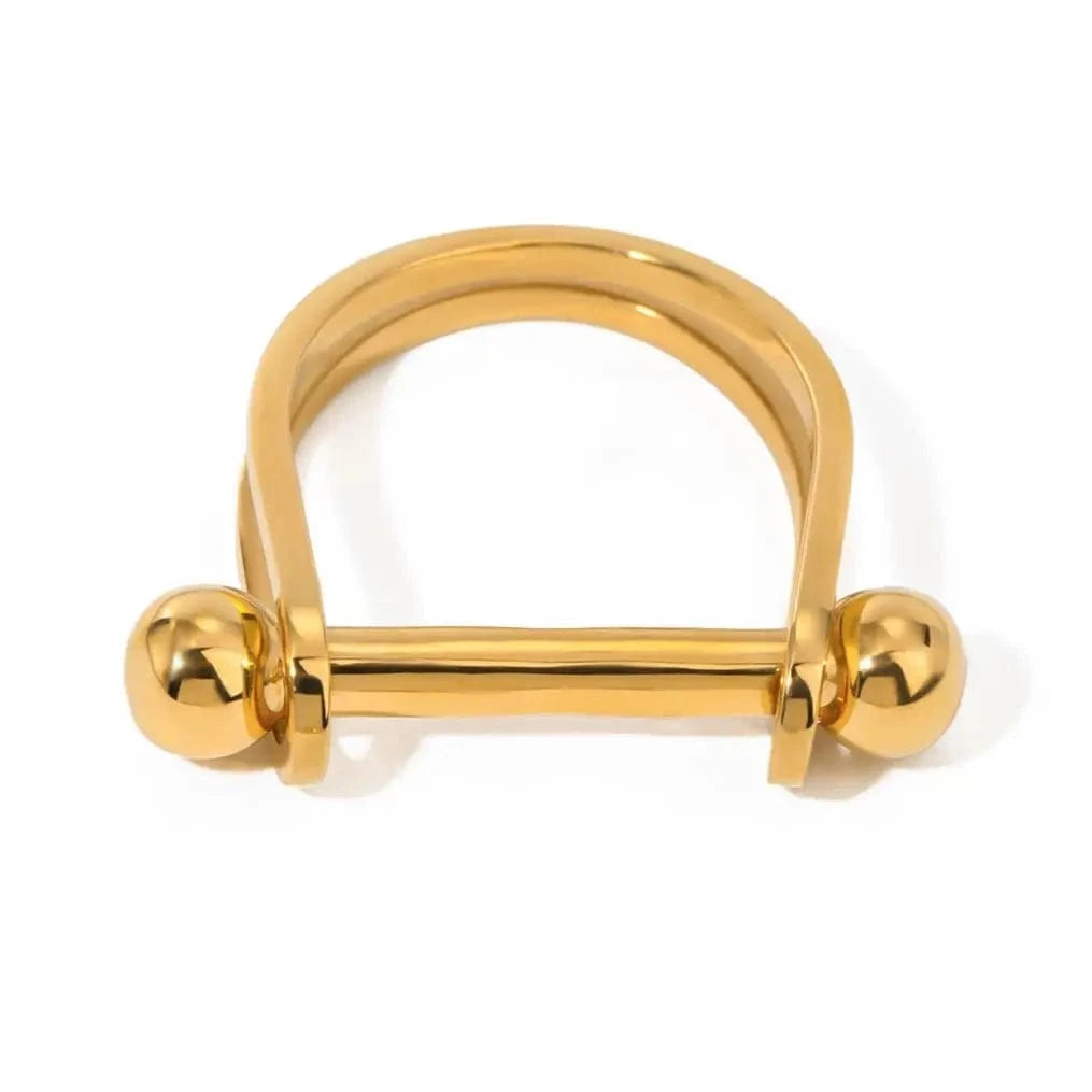R2421 Dainty Fashion Jewelry Horseshoe Pearl Ring 18k Gold Stainless Steel Plastic Pearl Design Rings