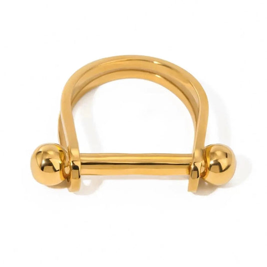 R2421 Dainty Fashion Jewelry Horseshoe Pearl Ring 18k Gold Stainless Steel Plastic Pearl Design Rings