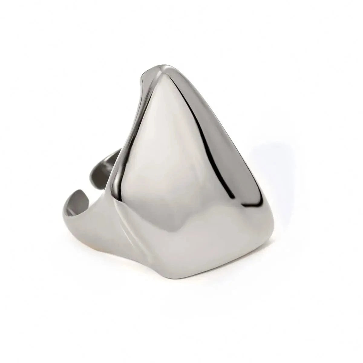 R2560 Simple Modern Stainless Steel 18K Gold Plated Women Rings Polished Trapezoid Chunky Open Rings