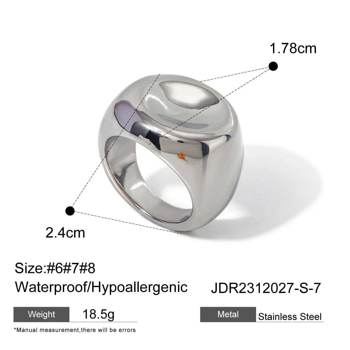 R2612 Waterproof Stainless Steel Ring 18K PVD Gold Plated Geometric Opening Ring Simple Classic Chunky Ring for Girl Gift