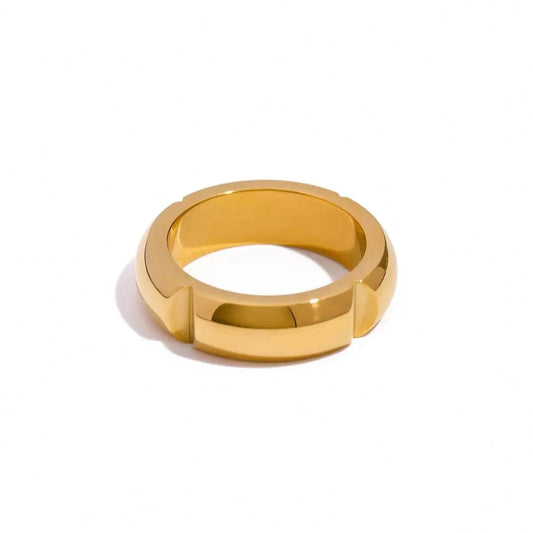R2636 Jewelry Smooth Simple Unisex Ring 18K PVD Gold Plated Stainless Steel Statement Ring For Men Women