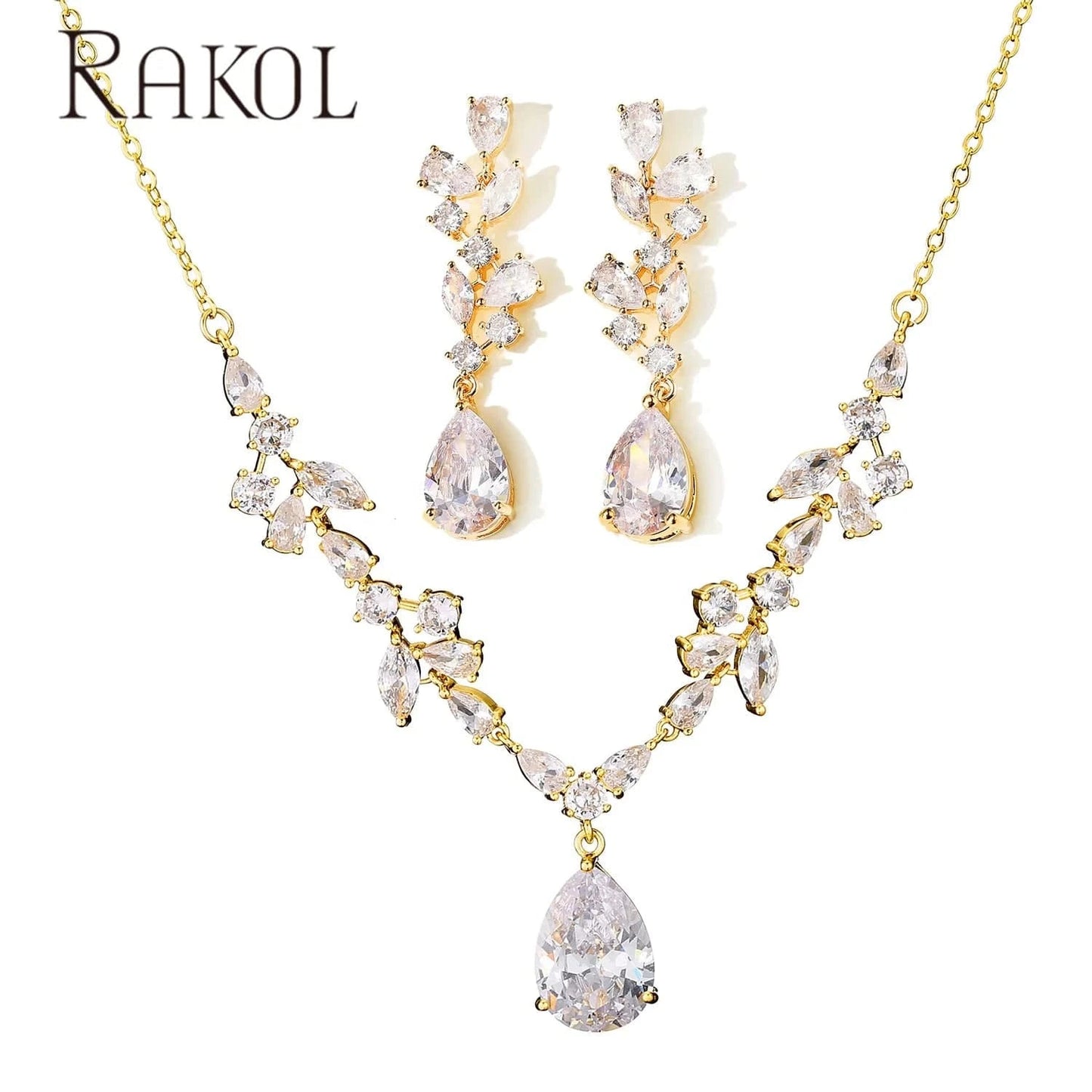 RAKOL 2022 women Dubai gold plated earrings and necklace jewelry set women wedding luxury jewelry accessories bridal jewelry set