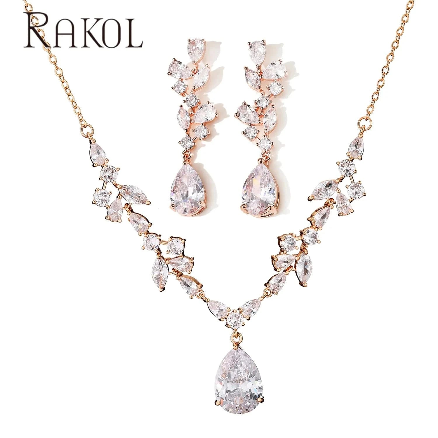 RAKOL 2022 women Dubai gold plated earrings and necklace jewelry set women wedding luxury jewelry accessories bridal jewelry set