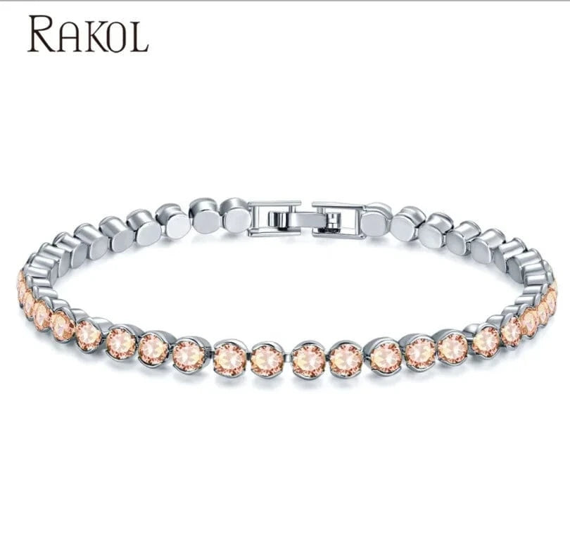 RAKOL APCZB005 new design AAA cubic zircon round stone charm bracelets
