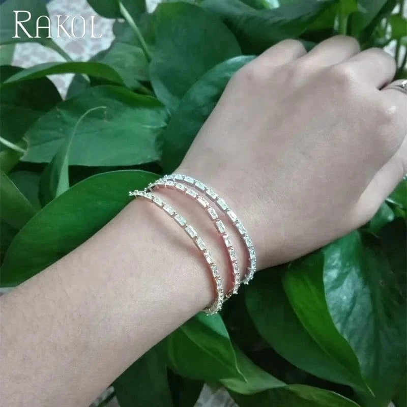 RAKOL BP2005 Fashion Cubic Zirconia silver Color Bracelet Bangle Jewelry for women