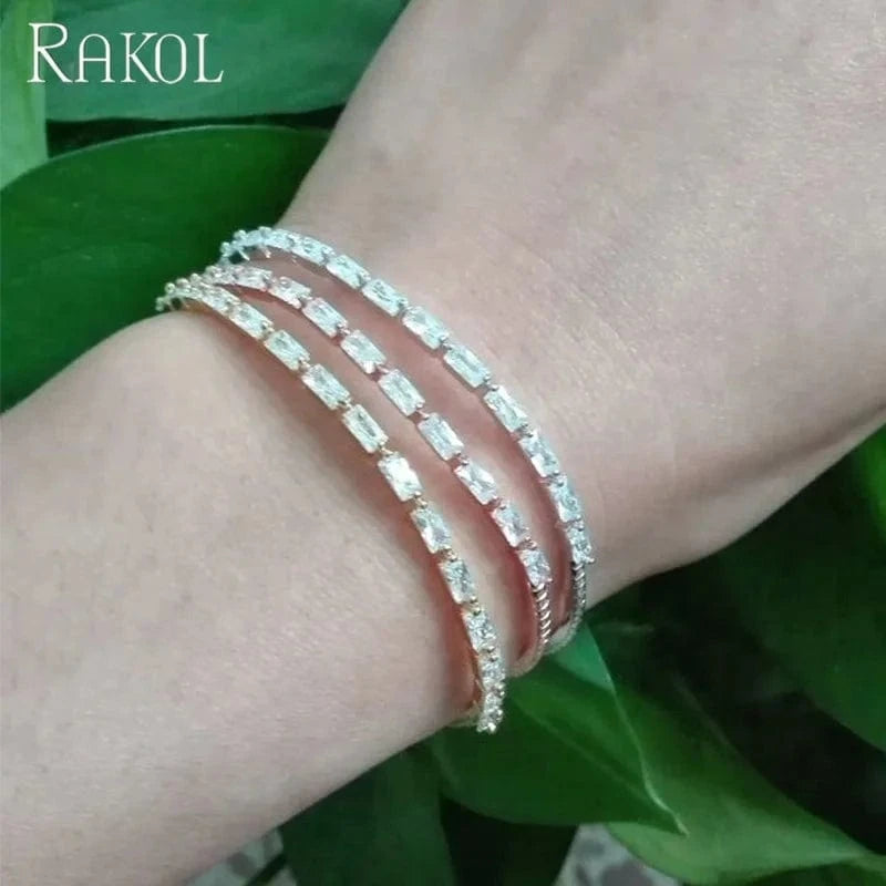 RAKOL BP2005 Fashion Cubic Zirconia silver Color Bracelet Bangle Jewelry for women
