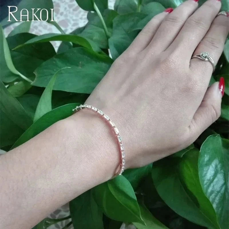 RAKOL BP2005 Fashion Cubic Zirconia silver Color Bracelet Bangle Jewelry for women