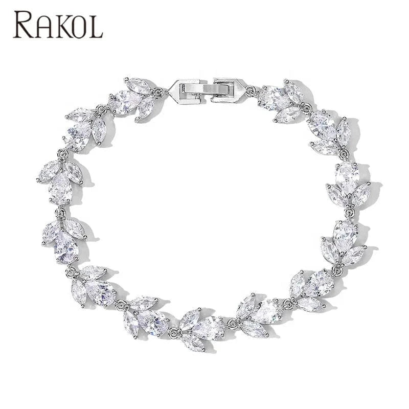 RAKOL BP2178 Luxury fine  Designer CZ zirconia diamond bracelet girls gold bracelets jewelry women