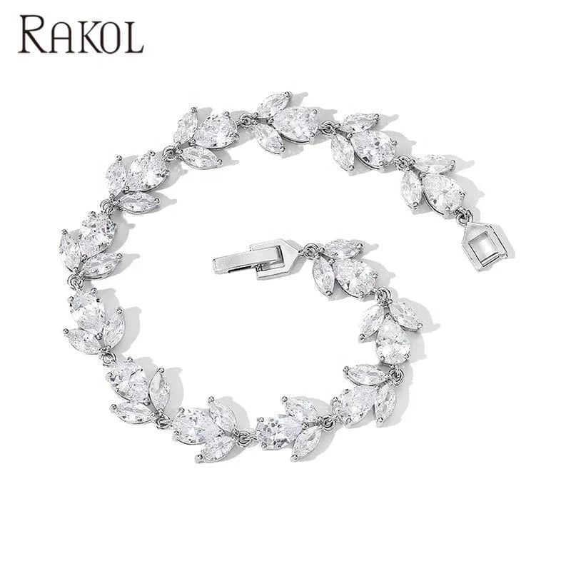 RAKOL BP2178 Luxury fine  Designer CZ zirconia diamond bracelet girls gold bracelets jewelry women