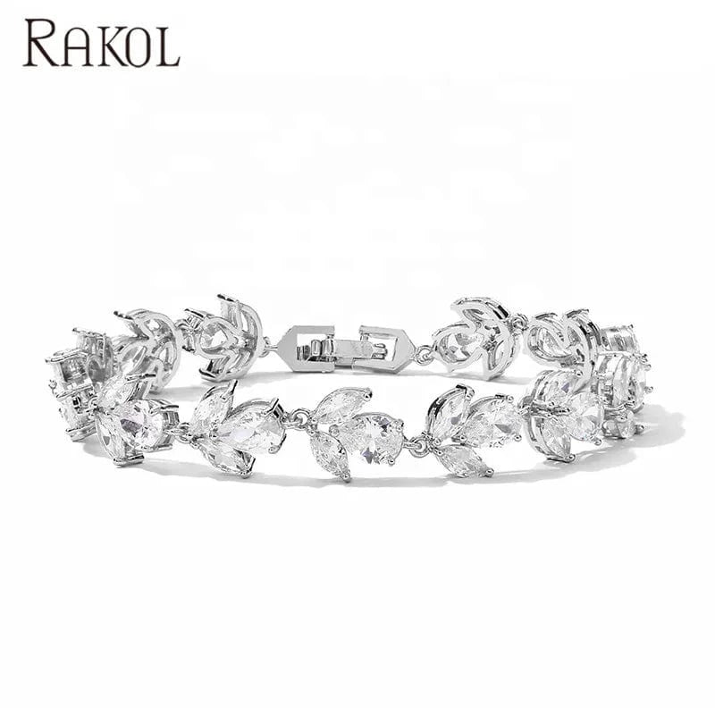 RAKOL BP2178 Luxury fine  Designer CZ zirconia diamond bracelet girls gold bracelets jewelry women