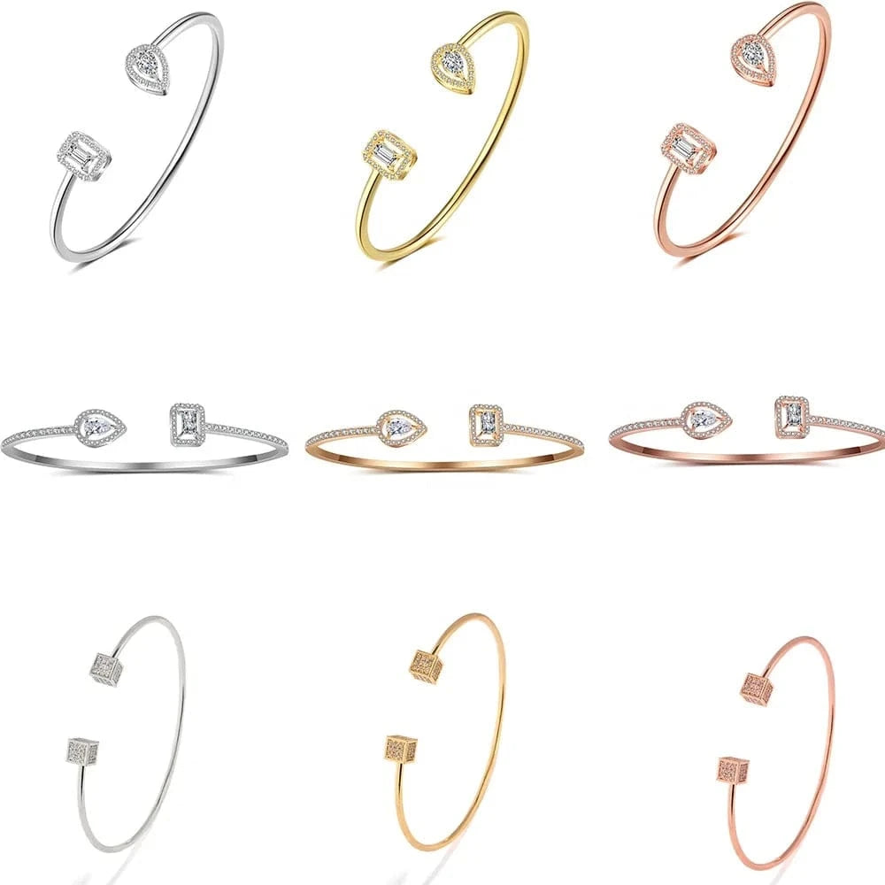 RAKOL BP2212 Fine design minimalist colour gemstone zirconia   dubai bridal adjustable  bangle bracelets jewellery women