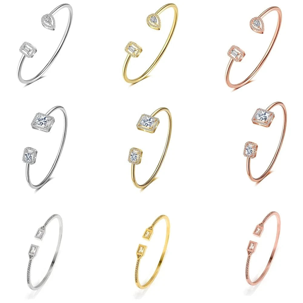 RAKOL BP2212 Fine design minimalist colour gemstone zirconia   dubai bridal adjustable  bangle bracelets jewellery women