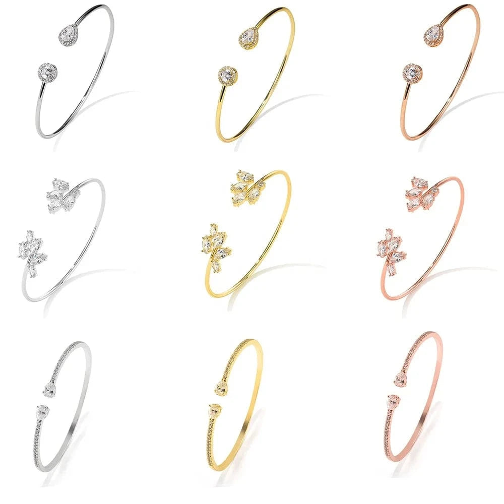 RAKOL  BP2218  wholesale  minimalist gold plated colour gemstone cubic zirconia tennis bangle bracelets women