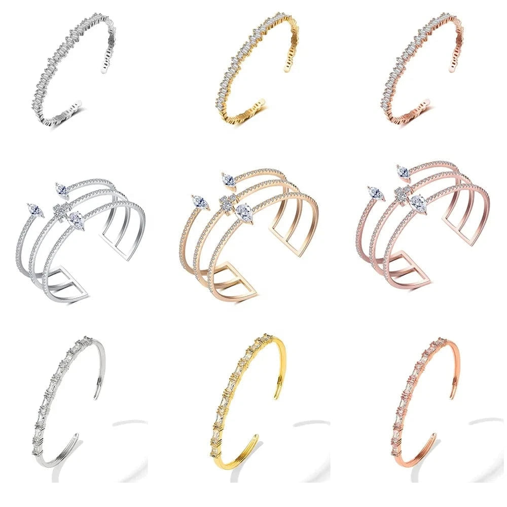 RAKOL  BP2218  wholesale  minimalist gold plated colour gemstone cubic zirconia tennis bangle bracelets women