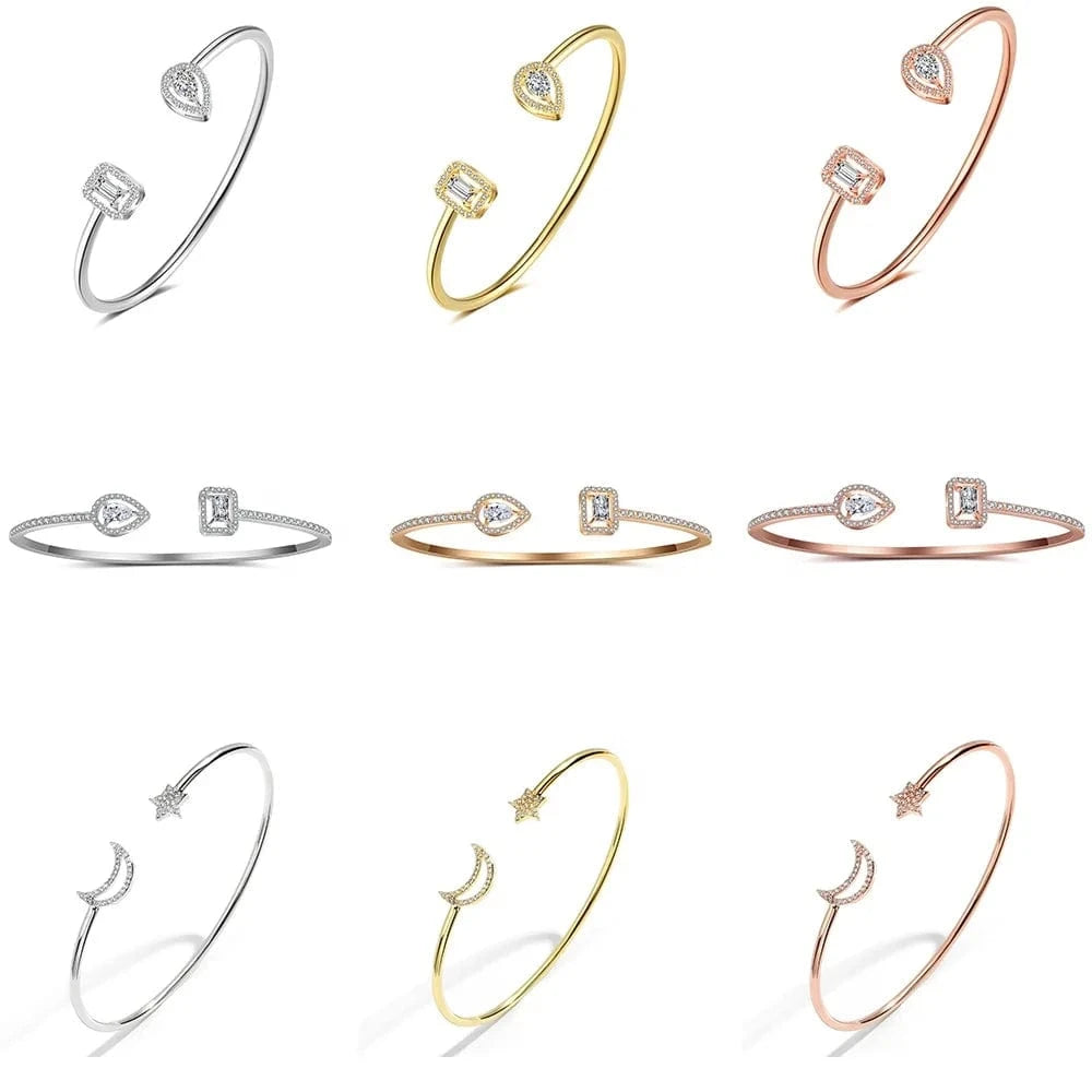 RAKOL  BP2218  wholesale  minimalist gold plated colour gemstone cubic zirconia tennis bangle bracelets women