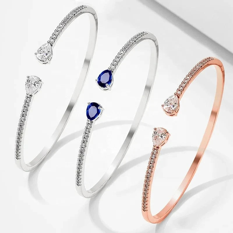 RAKOL  BP2218  wholesale  minimalist gold plated colour gemstone cubic zirconia tennis bangle bracelets women