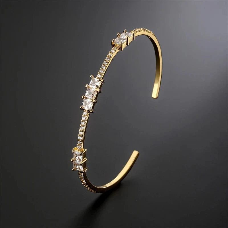 Rakol BP5163 Gemstone Chunky 18k Gold Plated Fashion Zirconia Cuff Bracelets Bangles For Women