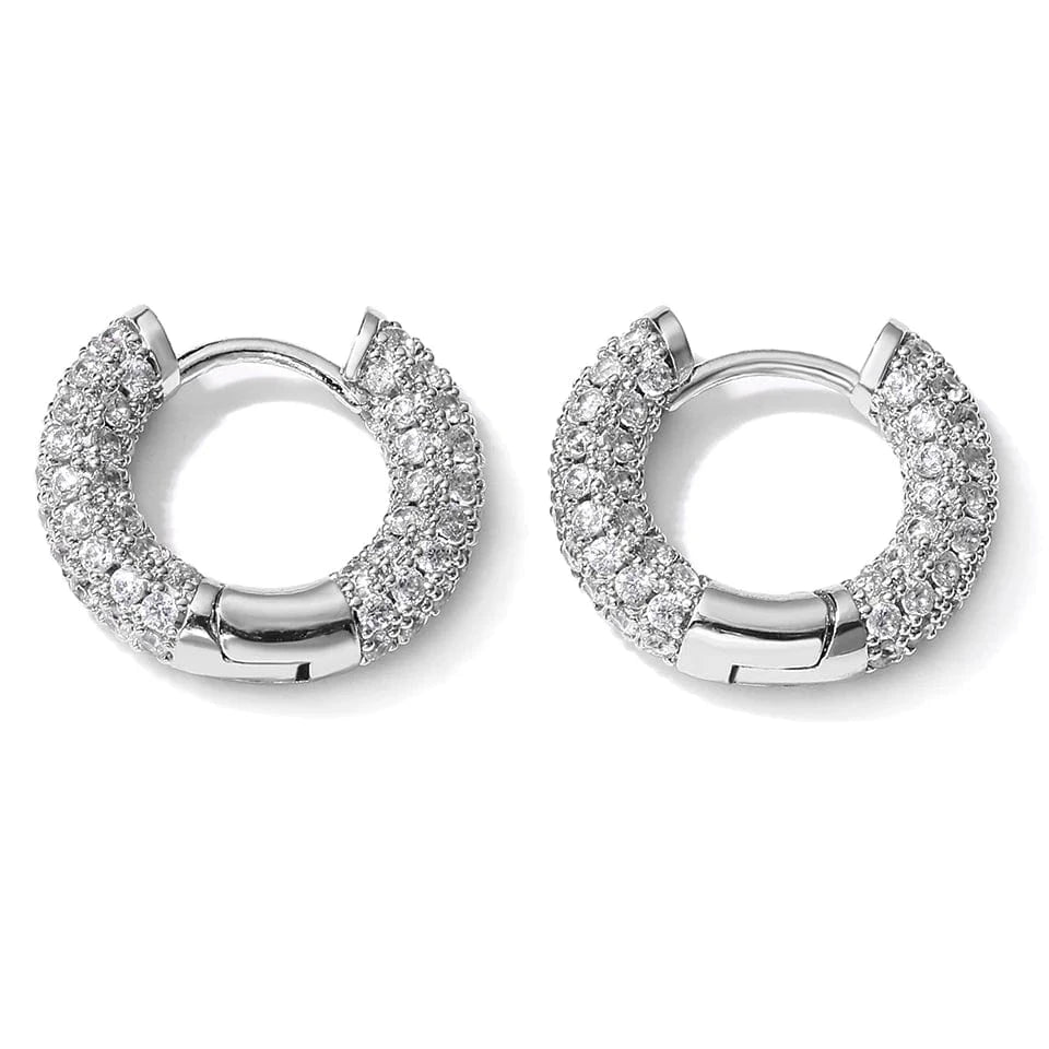 RAKOL EL1090 Hot selling  18K Gold Plated Pave Cubic Zircon Hoop Earrings Iced Out Bling Bling CZ Hoop Earrings